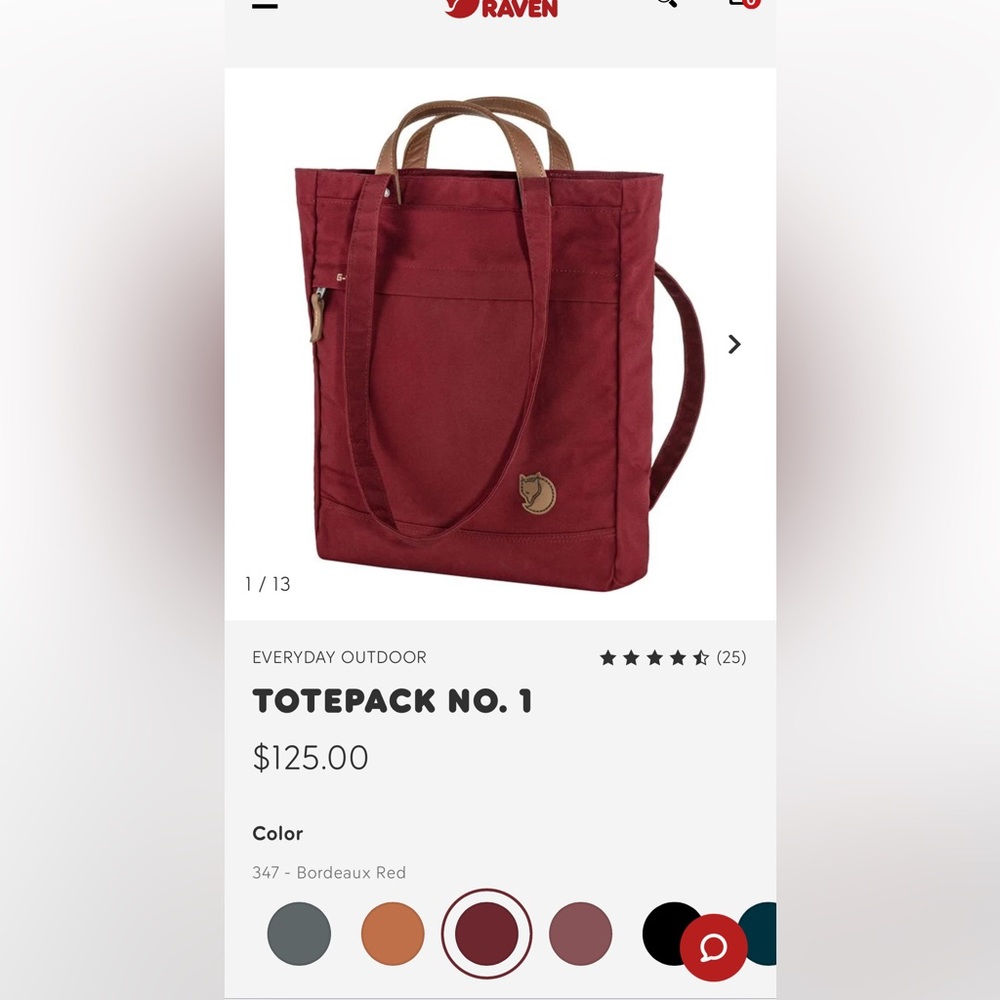 FJÄLLRÄVEN Totebag 1 in Bordeaux red